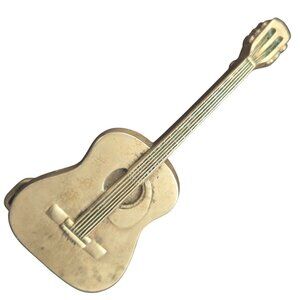 Acoustic Guitar Belt Buckle Musician Brass 1978 Baron Country Rockabilly Vtg